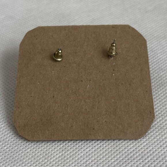 Gold Toned Rose Crystal Geometric Gemstone Cluster Earrings NWOT - Picture 4 of 4